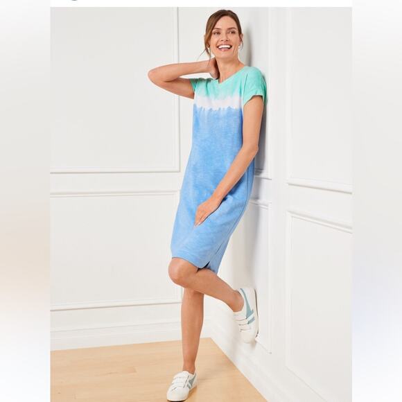Talbots CAP SLEEVE DRESS - TIE-DYE T shirt dress size small - Picture 1 of 9